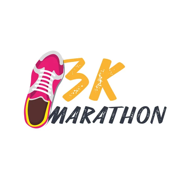 3K Marathon Run wydarzenie z sneakers. Ilustracja wektorowa. — Wektor stockowy