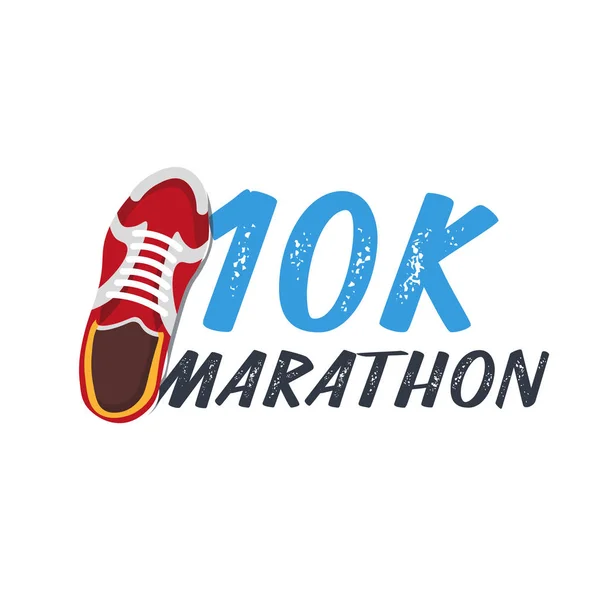 10K Marathon Run wydarzenie z sneakers. Ilustracja wektorowa. — Wektor stockowy