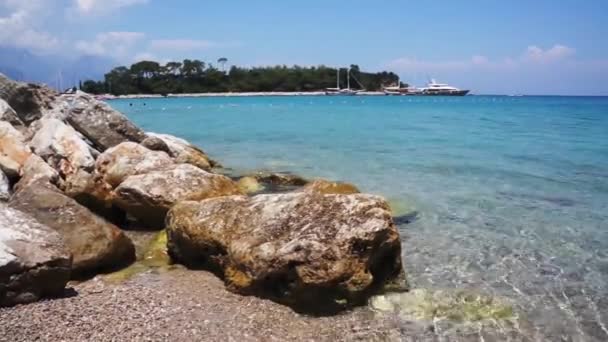 Miförsämring havet stranden i Turkiet. — Stockvideo