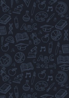 El karalama arka plan çiz ile Okul afiş geri. Vektör çizimi.