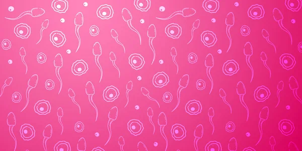 Antecedentes médicos y sanitarios con espermatozoides móviles y óvulos femeninos. Dibujar a mano fondo boceto . — Vector de stock
