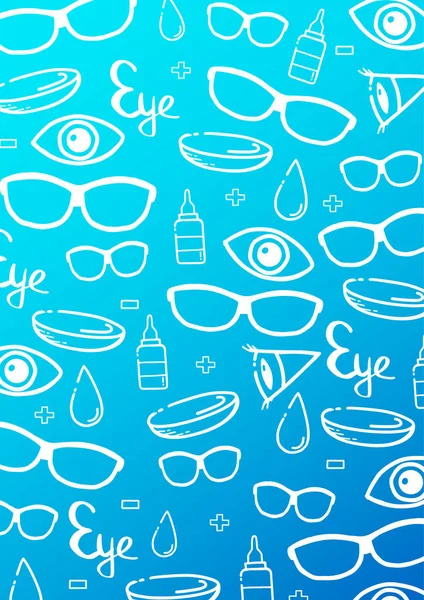 Banner para tienda óptica o clínica de gafas. mano dibujar doodle fondo . — Vector de stock