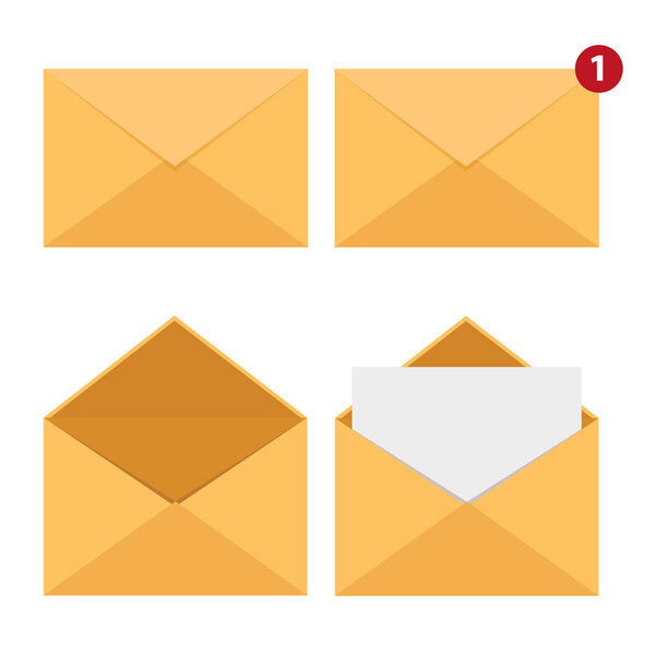 Set of Mail Envelopes. Delivery of correspondence or office documents.