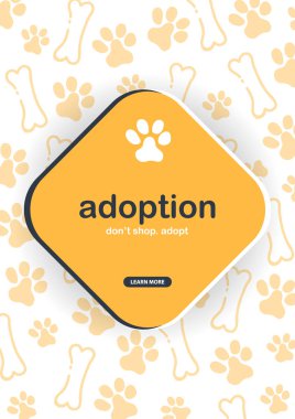 Evlat edinme. Dont Shop Evlat edinme. Kedi veya köpek pençeleri ile Afiş. El karalama arka plan çizmek.