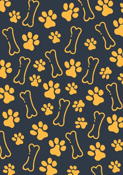 Haustier Hand zeichnen Doodle Hintergrund mit Katze oder Hund Pfoten. — Stockvektor