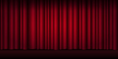 Kırmızı perdeler sahne, tiyatro veya spot ile opera arka plan.