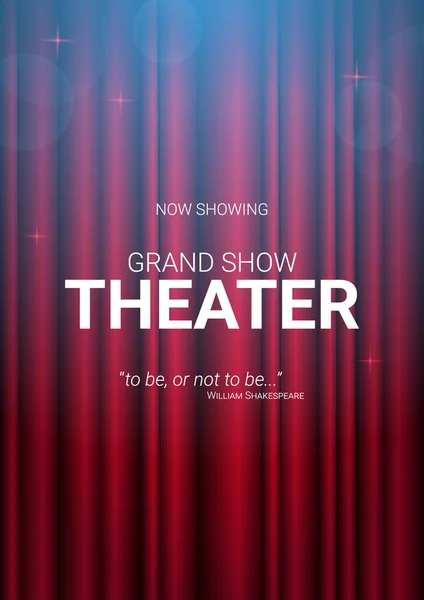 Színpad. Piros függöny színpad, színház vagy opera háttér reflektorfényben. Fesztivál éjszakai show banner. — Stock Vector