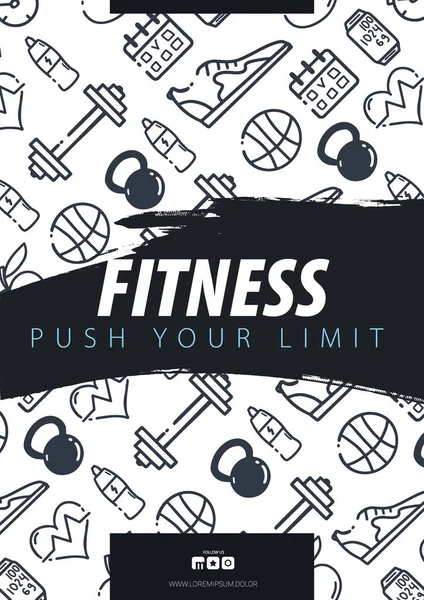 Fitness Gym Motivation Citation. Dessin à la main fond doodle . — Image vectorielle
