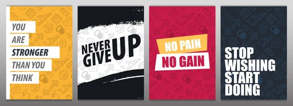 Conjunto de Fitness Gym Motivation Quote. mano dibujar doodle fondo . — Archivo Imágenes Vectoriales