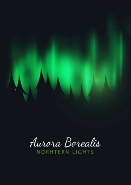 Gece Gökyüzü, Aurora Borealis, Kuzey Işıkları Etkisi ormanın arkasındaki karanlık arka plan üzerinde. Gerçekçi Renkli kutup ışıkları.