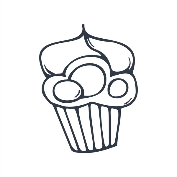Skisser cupcake eller tårta för bageri och konditorivaror. — Stock vektor
