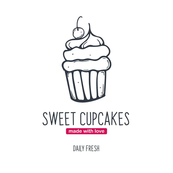 Logo Cupcake lub ciasto do piekarni i ciasta. — Wektor stockowy