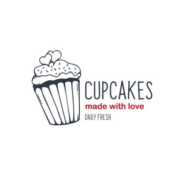 Pastane ve pasta için Cupcake veya Cake logosu.