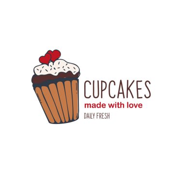 Pastane ve pasta için Cupcake veya Cake logosu.