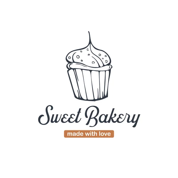 Cupcake of cake logo voor bakkerij en gebak. — Stockvector