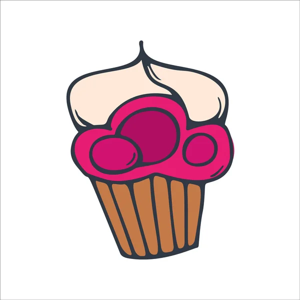 Szkice Cupcake lub ciasto do piekarni i ciasta. — Wektor stockowy