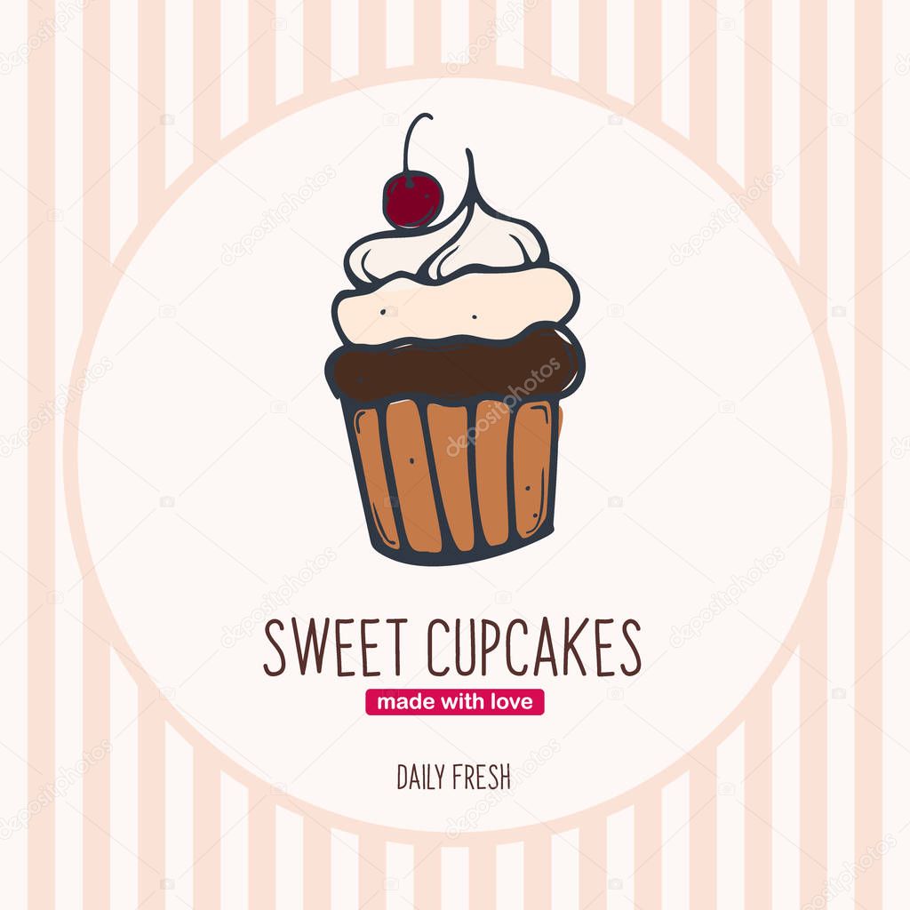 Cupcakes and Cakes banner. Bakery and pastry.