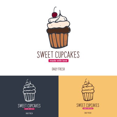 Pastane ve pasta için Cupcake veya Cake logosu.