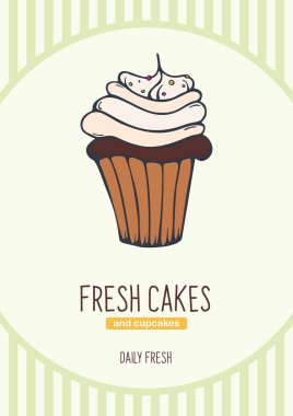 Cupcakes ve Cakes afiş. Pastane ve pasta.