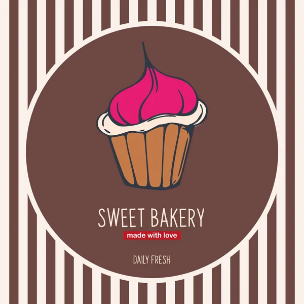 Cupcakes i ciasta banner. Piekarnia i ciasto. — Wektor stockowy