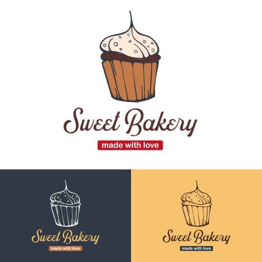 Pastane ve pasta için Cupcake veya Cake logosu.