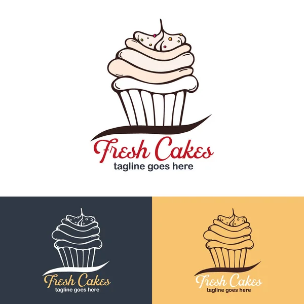Logotipo de bolo ou bolo para padaria e pastelaria . — Vetor de Stock