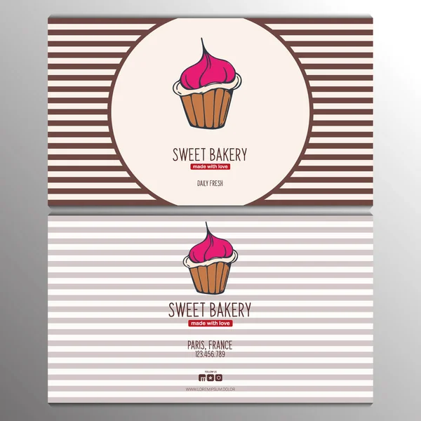 Cupcake oder Kuchen Visitenkartenvorlage für Bäckerei oder Gebäck. — Stockvektor