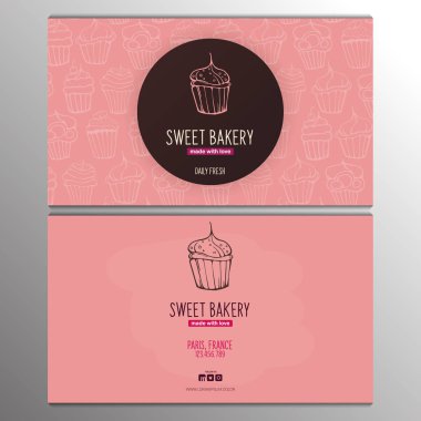 Pasta veya Pasta için Cupcake veya Cake kartvizit şablonu.