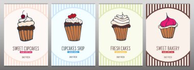 Cupcakes ve Cakes afiş. Pastane ve pasta.