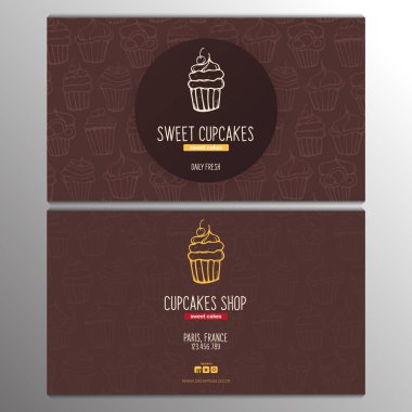 Pasta veya Pasta için Cupcake veya Cake kartvizit şablonu.