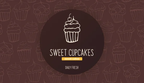 Cupcakes i ciasta banner. Piekarnia i ciasto. — Wektor stockowy