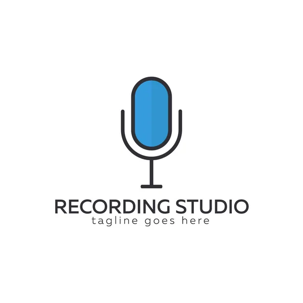 Mikrofonlogo für Radio oder Podcast-Studio, Mikrofonsymbol. — Stockvektor