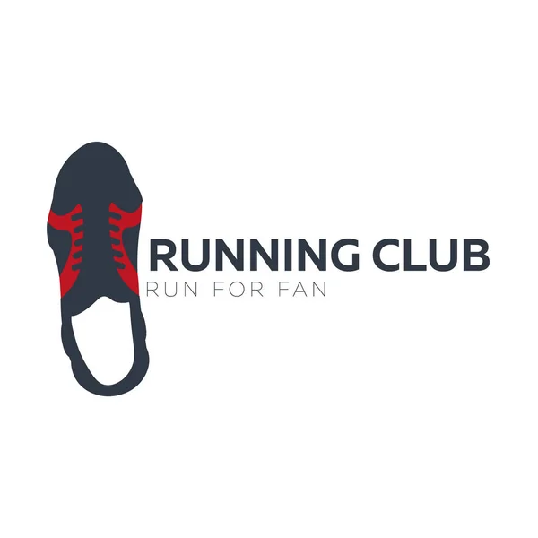 Biegać maraton. Sport lub Running Club kolorowe logo z trampki. — Wektor stockowy