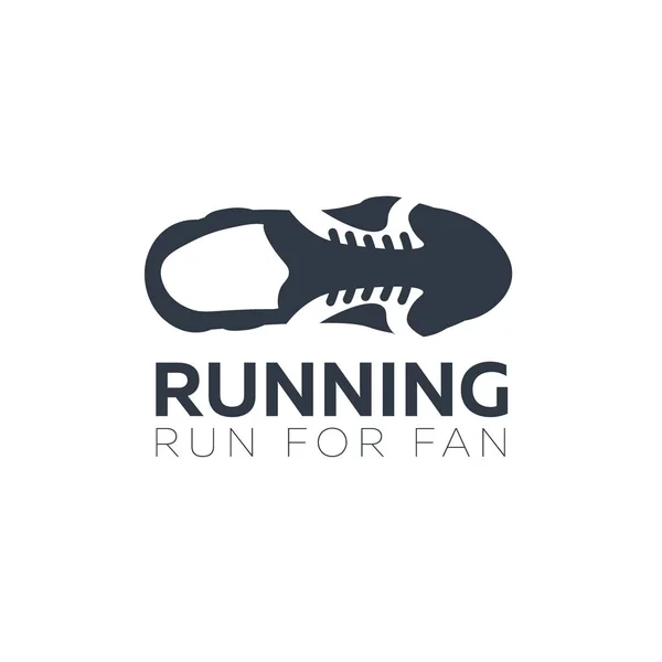 Biegać maraton. Logo Sport lub Running Club z trampki. — Wektor stockowy