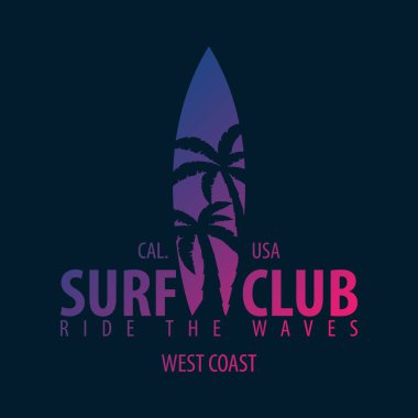 Web tasarımı veya baskı için Grafik ve Amblem Sörf. Sörfçü logo şablonları. Surf Club veya Mağaza.