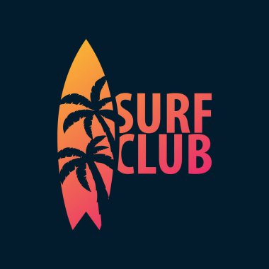 Web tasarımı veya baskı için Grafik ve Amblem Sörf. Sörfçü logo şablonları. Surf Club veya Mağaza.