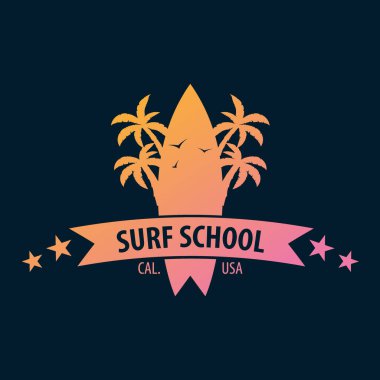 Web tasarımı veya baskı için Grafik ve Amblem Sörf. Sörfçü logo şablonları. Surf Club veya Mağaza.