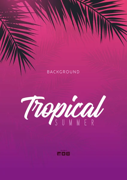 Sommar tropiska palmblad. Exotiska palmer träd. Blommig bakgrund. — Stock vektor