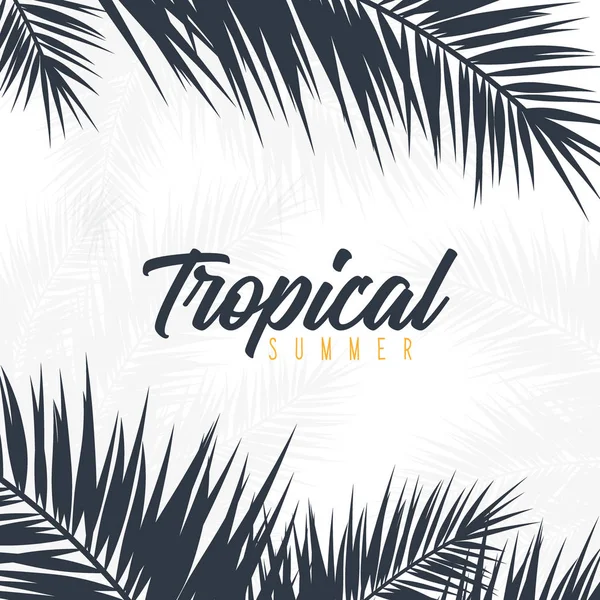Tropische Palmenblätter im Sommer. exotische Palmen. Floraler Hintergrund. — Stockvektor