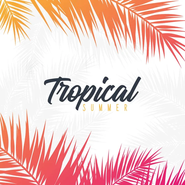 Tropische Palmenblätter im Sommer. exotische Palmen. Floraler Hintergrund. — Stockvektor