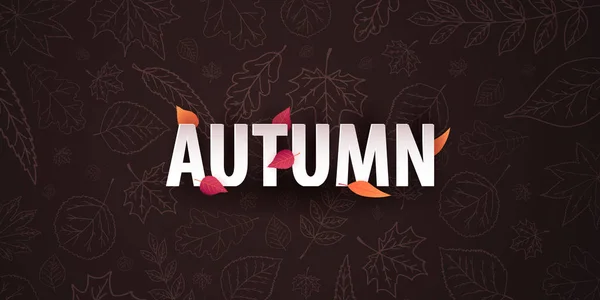 Herbst Hintergrund mit Blättern für den Einkauf Verkauf oder Promo-Poster und Frame-Broschüre oder Web-Banner und soziale Medien. — Stockvektor