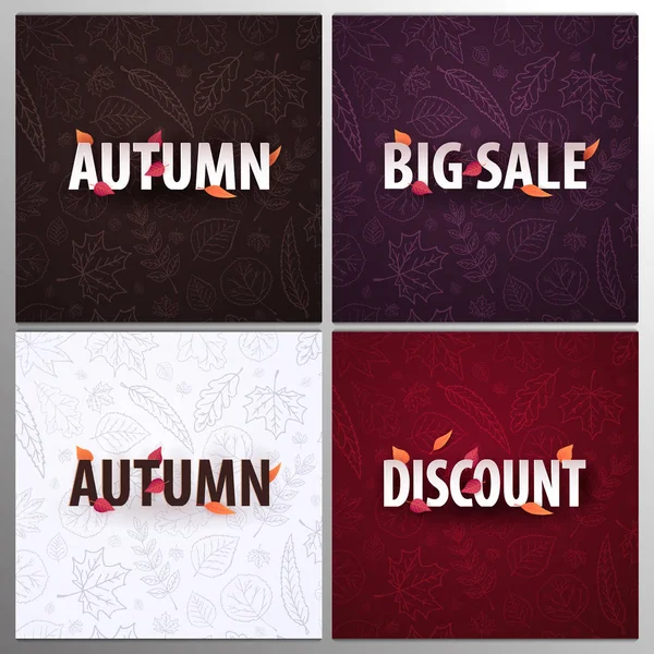 Eine Reihe von Herbst-Hintergründen mit Blättern zum Einkaufen oder Promo-Poster und Frame-Broschüre oder Web-Banner und soziale Medien. — Stockvektor