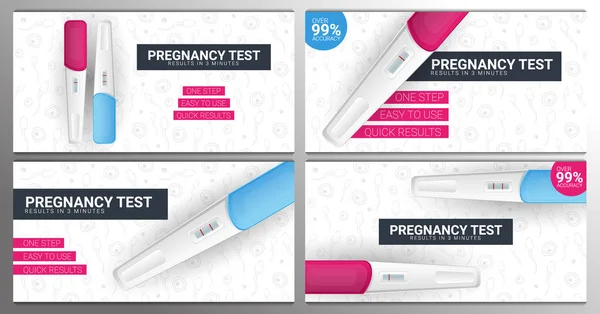 Conjunto de pancartas de prueba de embarazo con fondo de dibujo a mano . — Archivo Imágenes Vectoriales