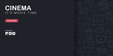 El çizmek sinema Doodle arka plan. Film zamanı.