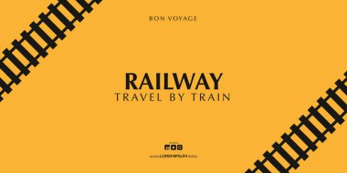 Minimalist Demiryolu Banner. Şehir Treni ile Seyahat.
