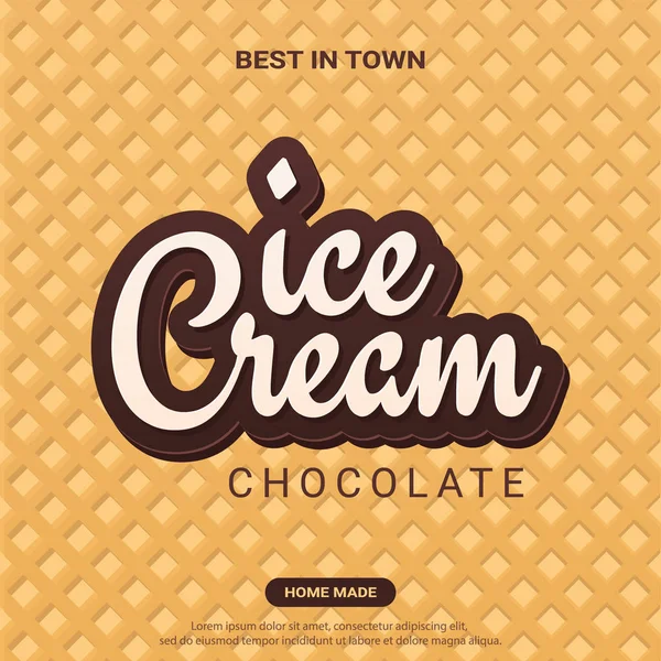 Ice Cream banner met wafer achtergrond. Cafe menu, Ice Cream dessert poster, voedsel verpakking ontwerp. — Stockvector