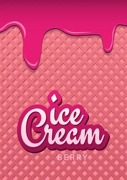 Banner de helado con fondo de oblea. Menú de café, cartel de postre de helado, diseño de envases de alimentos . — Archivo Imágenes Vectoriales