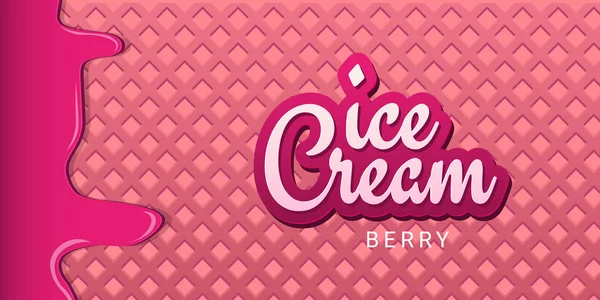 Ice Cream banner met wafer achtergrond. Cafe menu, Ice Cream dessert poster, voedsel verpakking ontwerp. — Stockvector