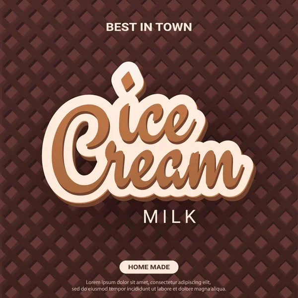 Ice Cream banner met wafer achtergrond. Cafe menu, Ice Cream dessert poster, voedsel verpakking ontwerp. — Stockvector