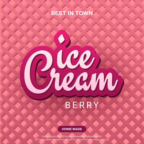 Ice Cream banner met wafer achtergrond. Cafe menu, Ice Cream dessert poster, voedsel verpakking ontwerp. — Stockvector